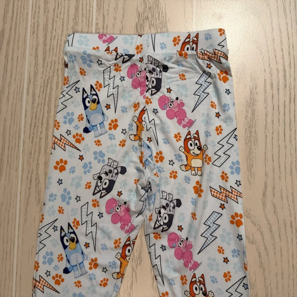 Bluey Bamboo Pajama Set Toddler Girls size 4T 2Pc Lightning Print‎ Soft PJs NEW
